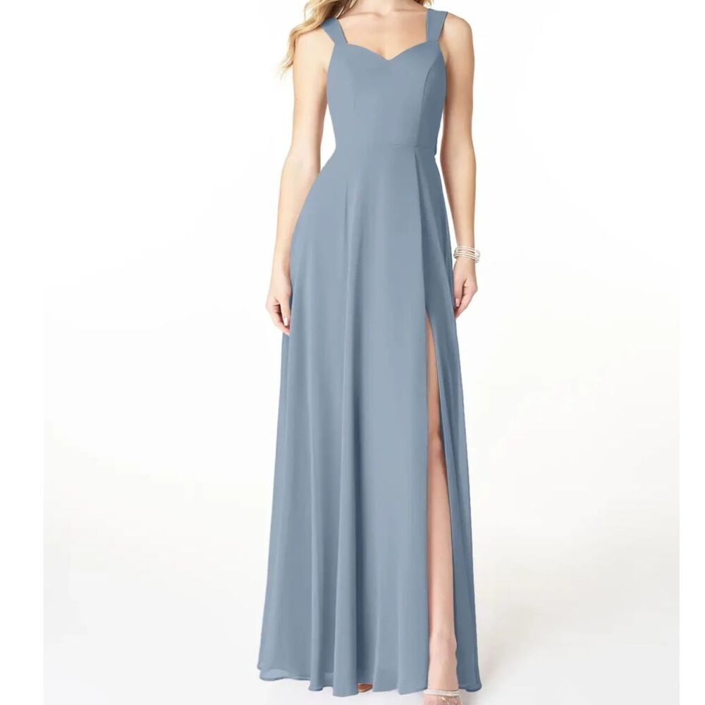 NWT Azazie Julie Bridesmaid Dress Dusty Blue Prom Formal Elegant Style size A18